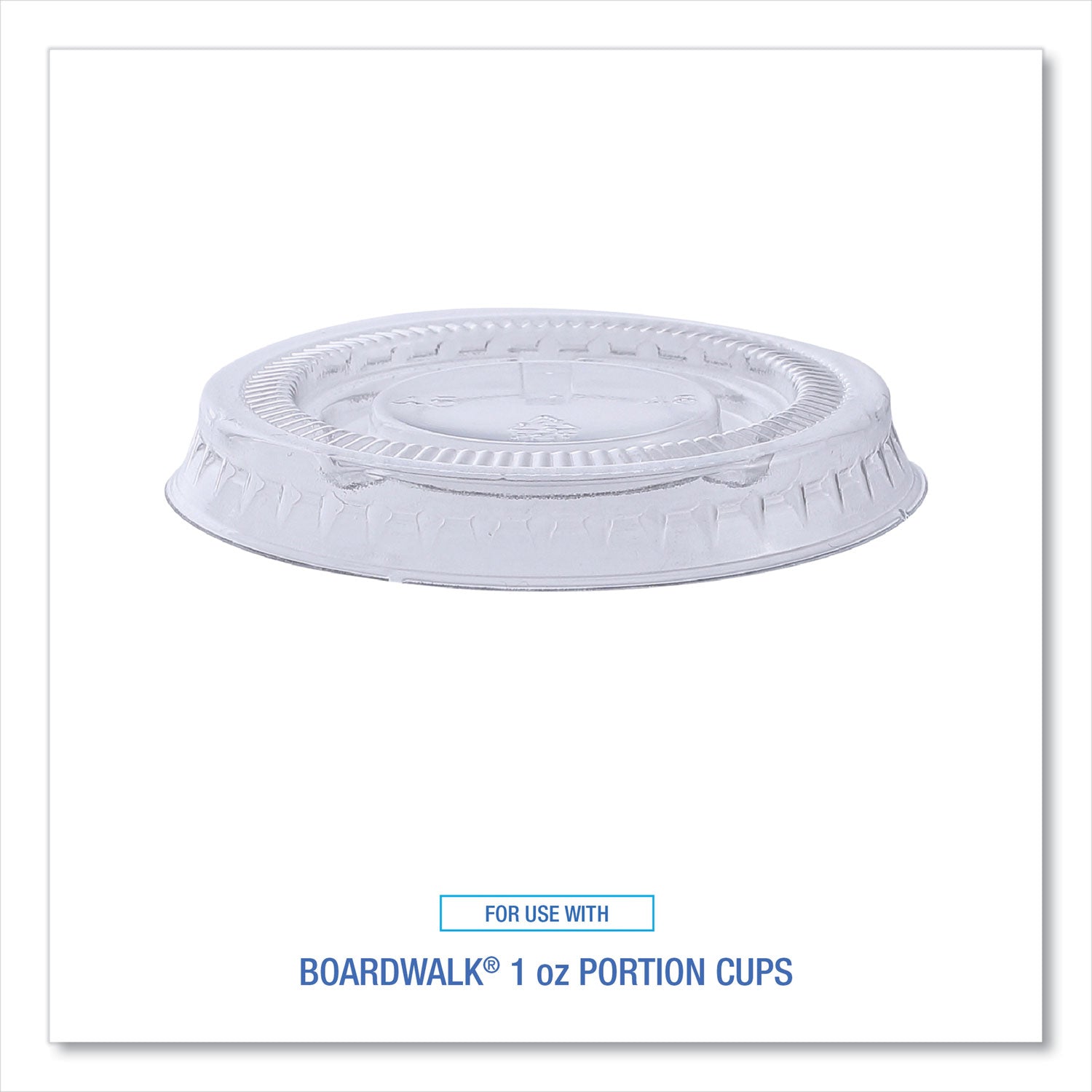 Boardwalk® Souffle/Portion Cup Lids, Fits 1 oz Portion Cups, Plastic, Clear, 2,500/Carton
