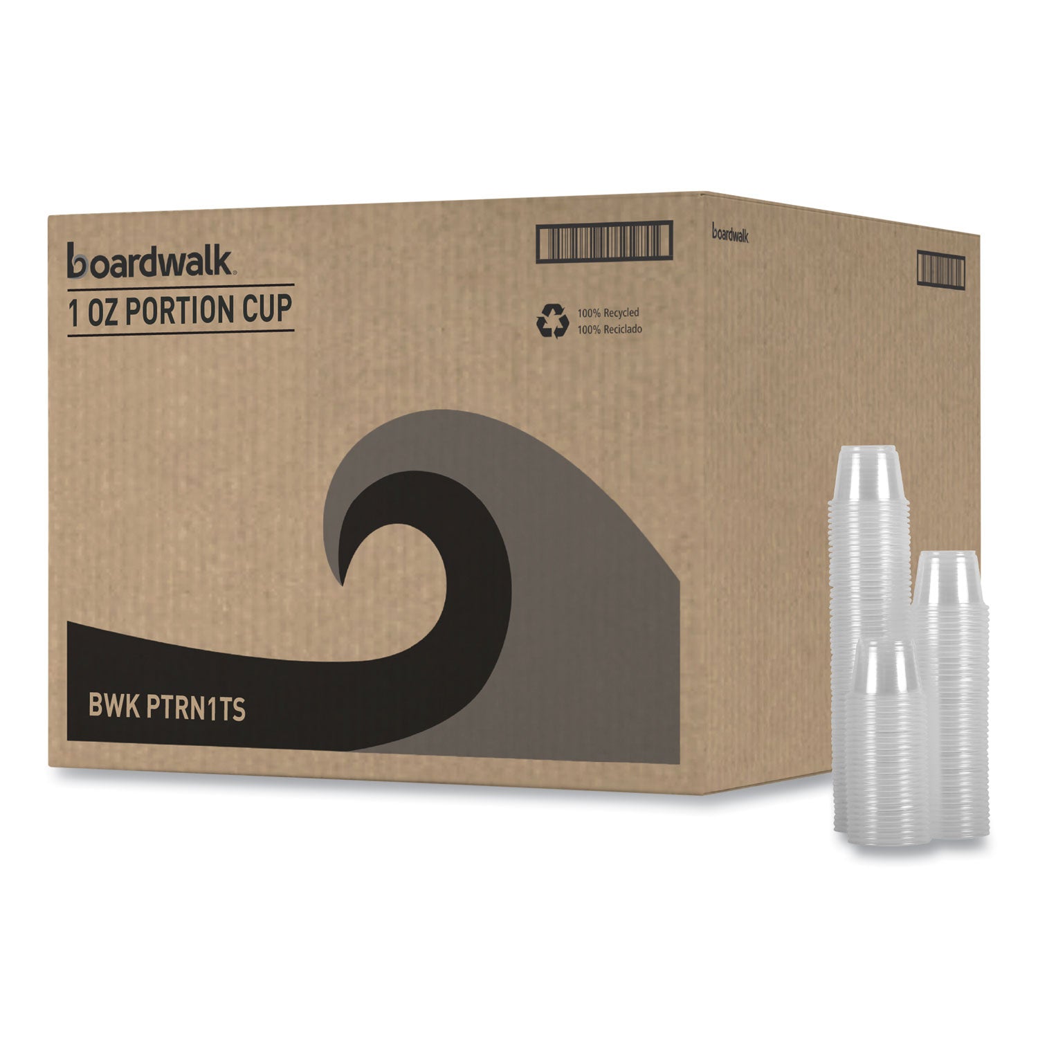 Boardwalk® Souffle/Portion Cups, 1 oz, Plastic, Clear, 125/Sleeves, 20 Sleeves/Carton