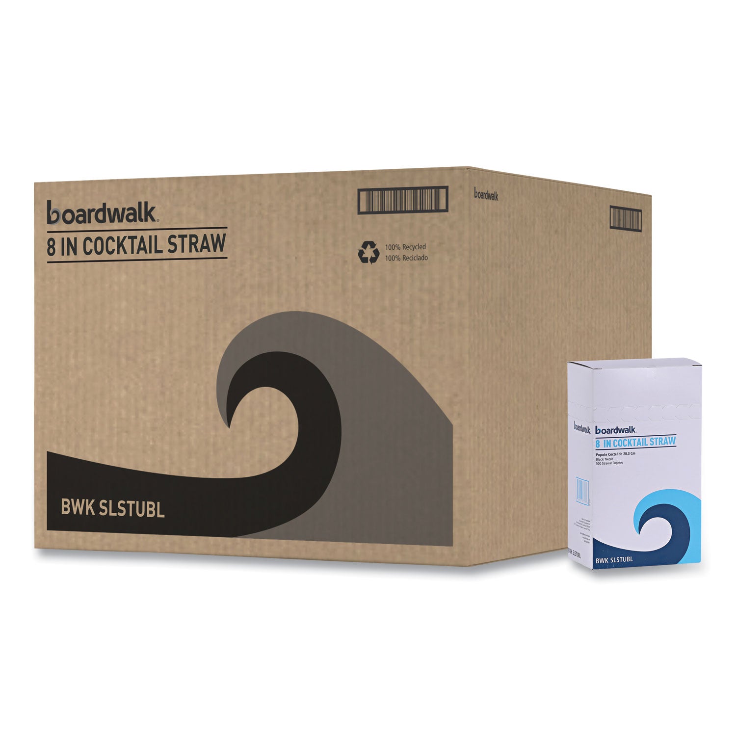 Boardwalk® Cocktail Straws, 8", Polypropylene, Black, 5,000/carton