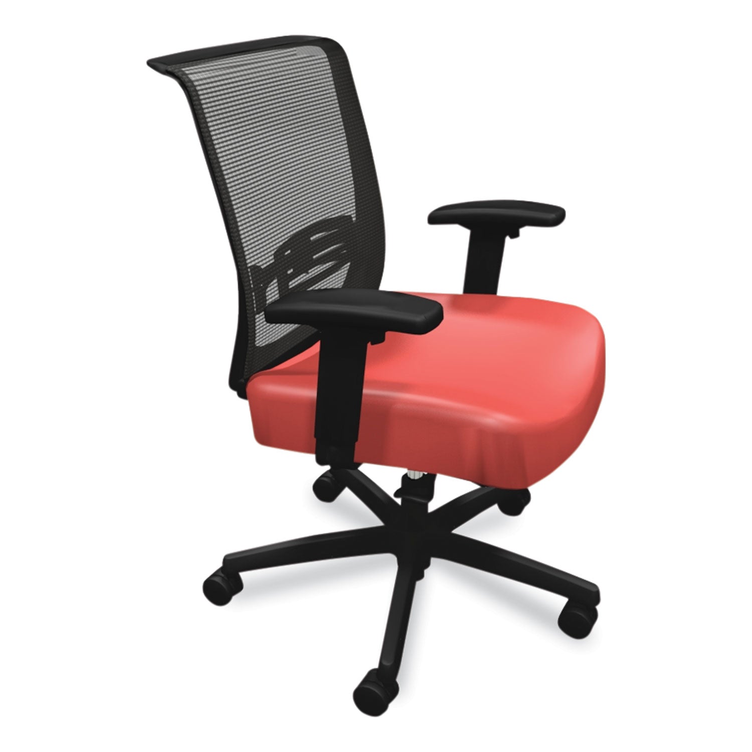 HON® Convergence Mid-Back Task Chair, Synchro-Tilt And Seat Glide, Supports Up To 275 Lb, Red Seat, Black Back/base