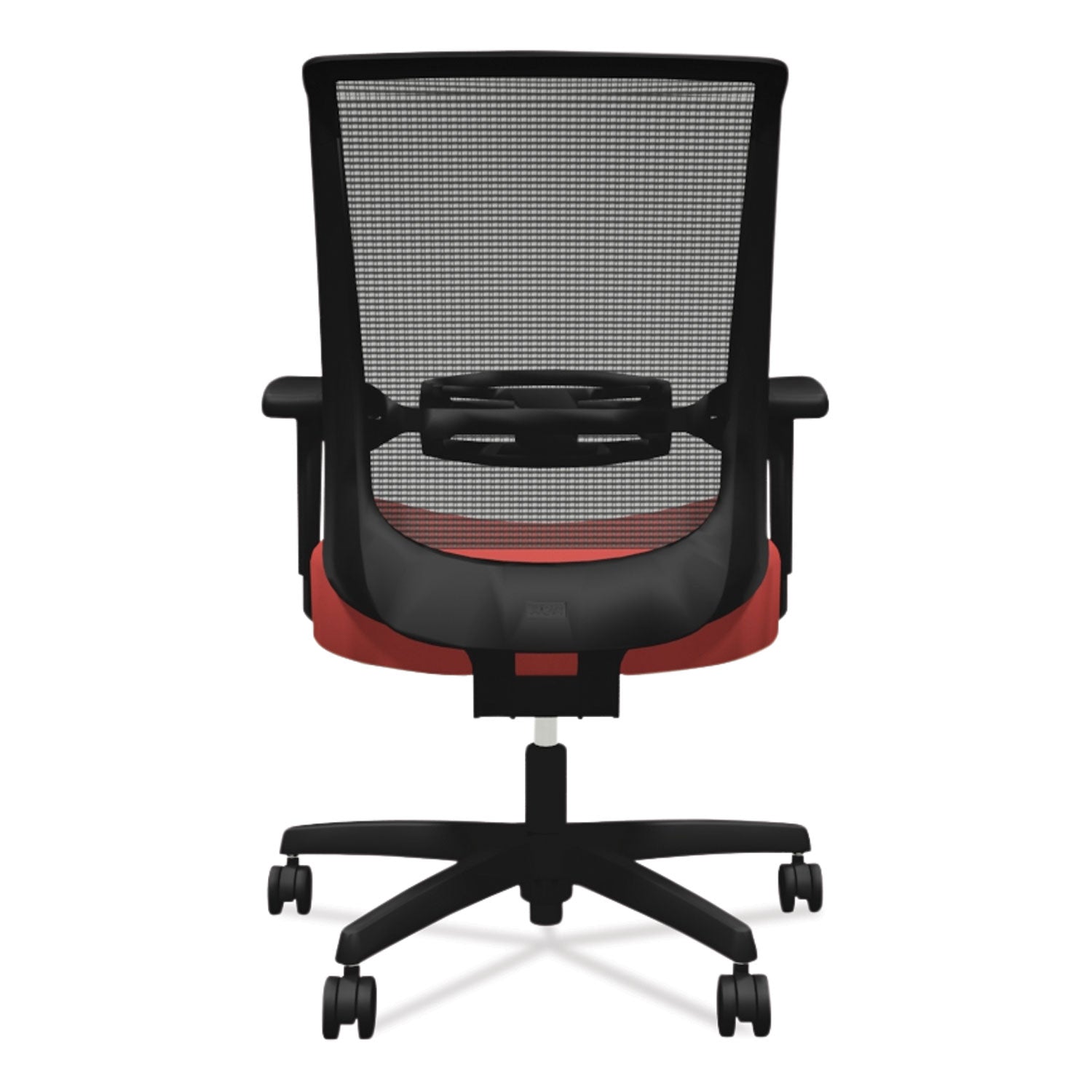 HON® Convergence Mid-Back Task Chair, Synchro-Tilt And Seat Glide, Supports Up To 275 Lb, Red Seat, Black Back/base