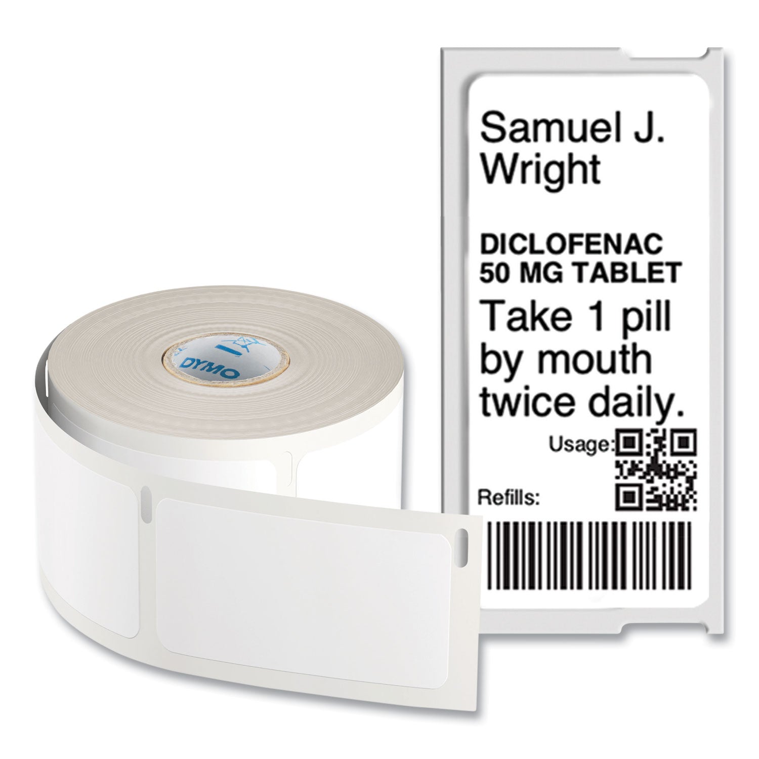 DYMO® LW Durable Labels, Medical Prescription Label, 1" x 2.13", White, 500 Labels/Roll