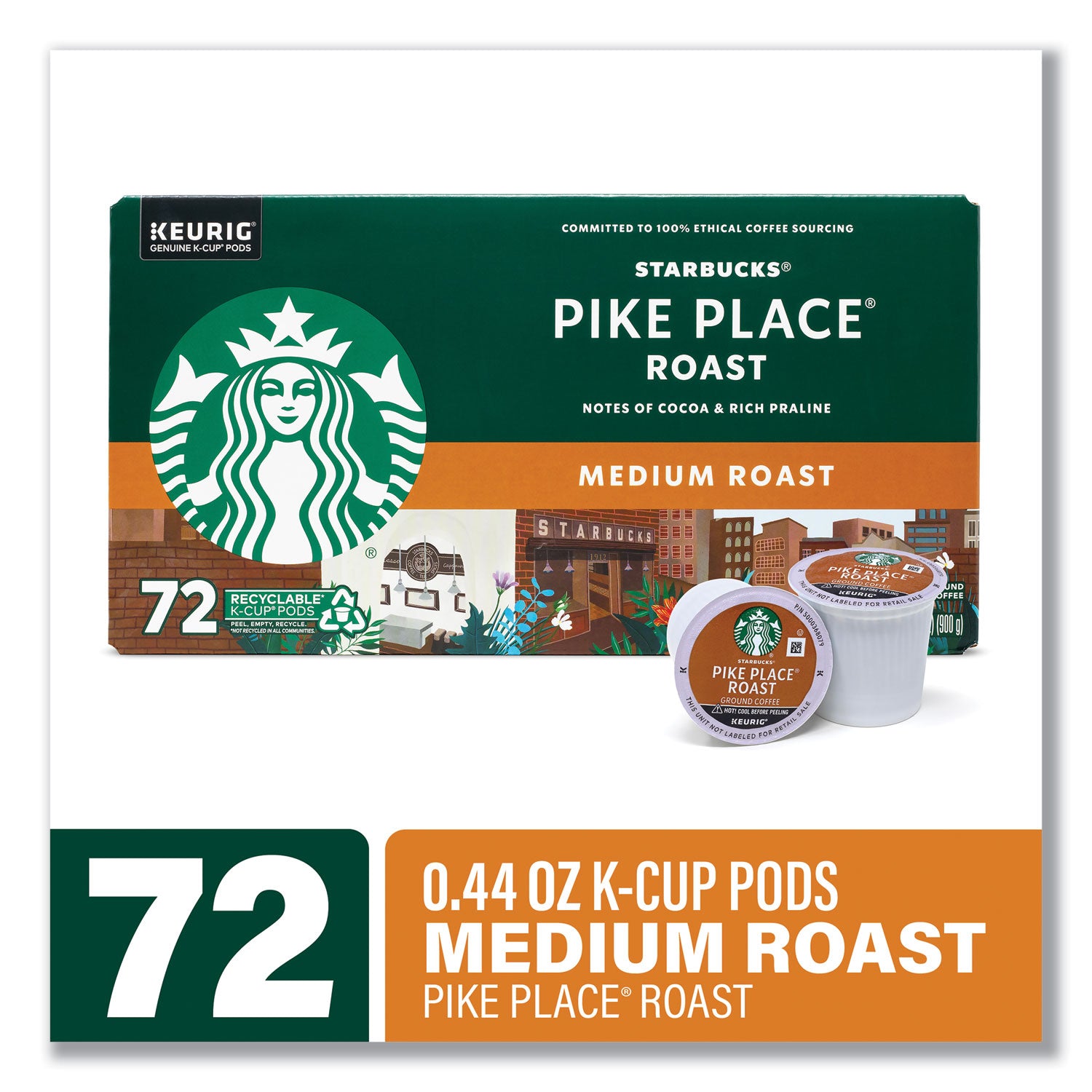 Starbucks® Pike Place Coffee K-Cups, Pike Place Roast, 72/Carton