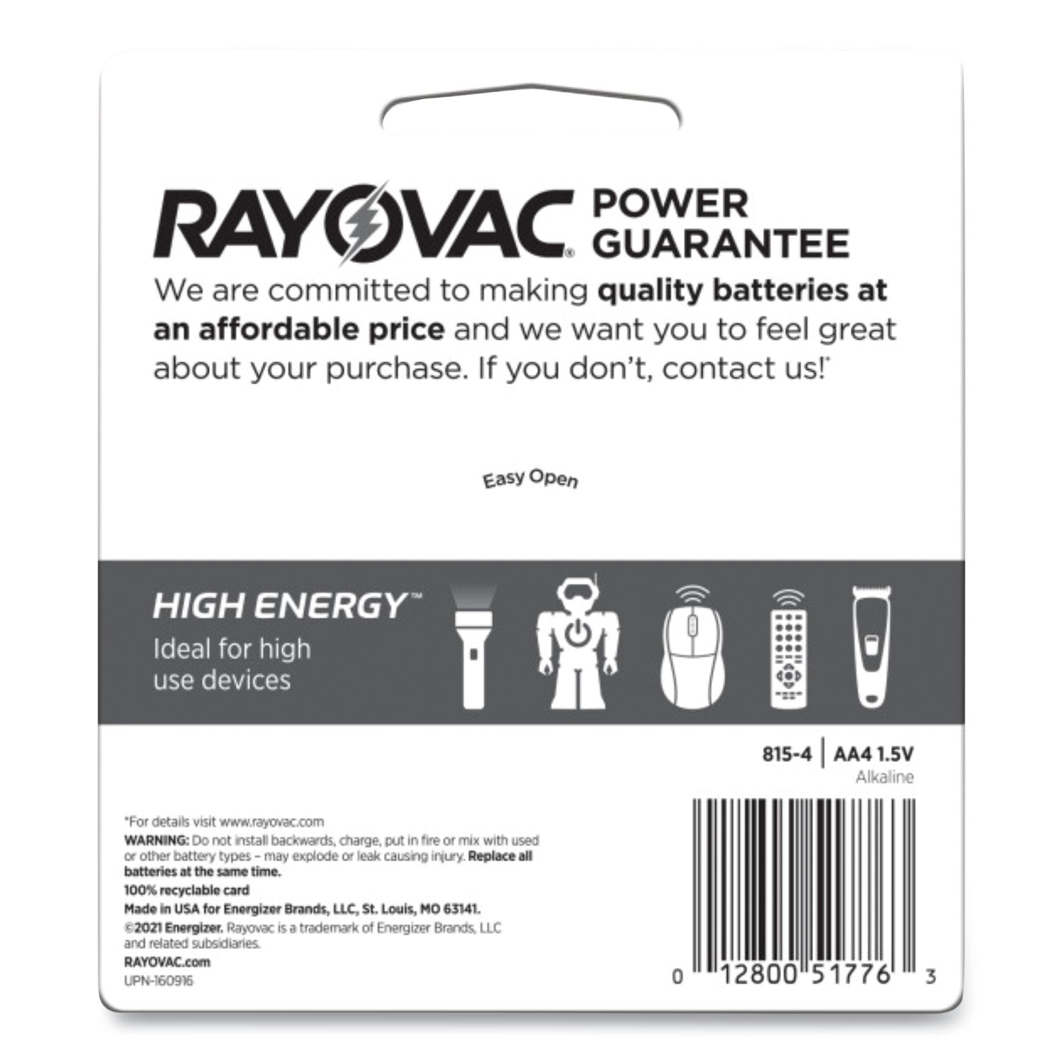 Rayovac® High Energy Premium Alkaline Aa Batteries, 4/pack