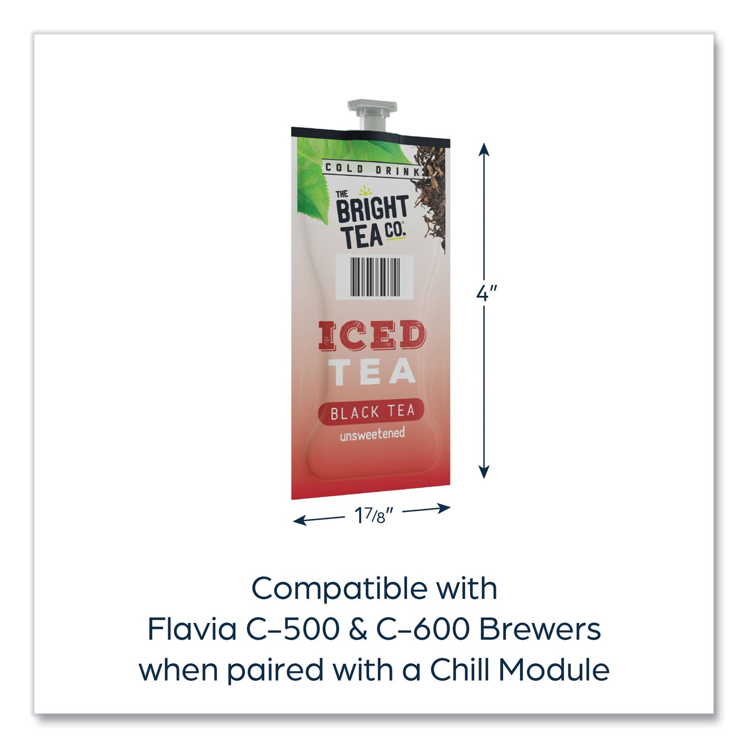 FLAVIA® The Bright Tea Co. Unsweetened Iced Black Tea Freshpack, 100/Carton