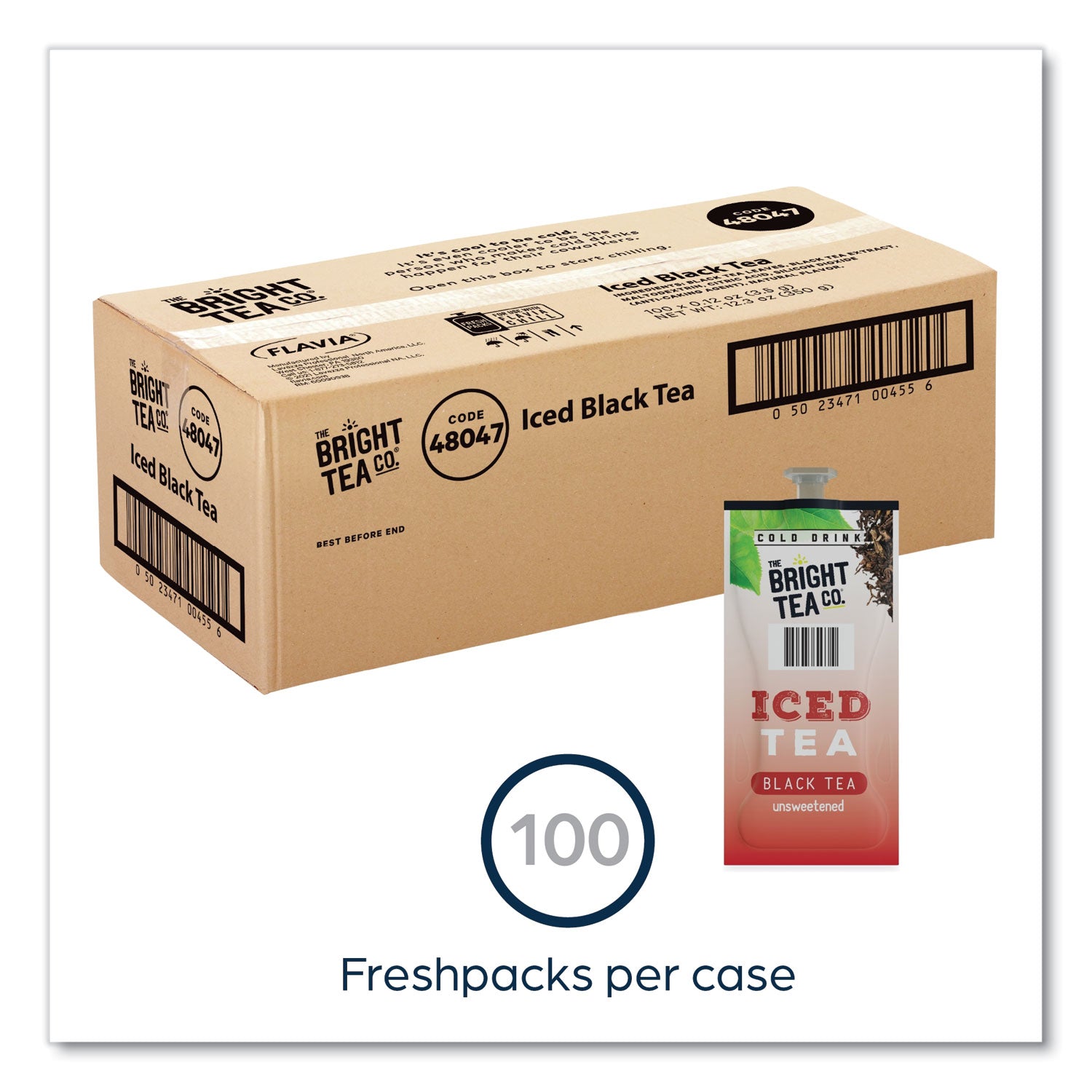 FLAVIA® The Bright Tea Co. Unsweetened Iced Black Tea Freshpack, 100/Carton