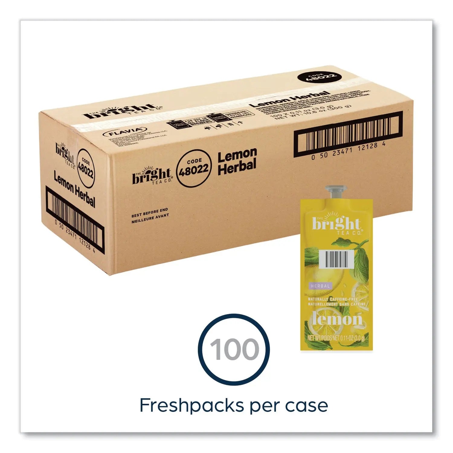 The Bright Tea Co. Lemon Herbal Tea Freshpack, Lemon, 0.11 oz Pouch, 100/Carton FLAVIA® Flipcost