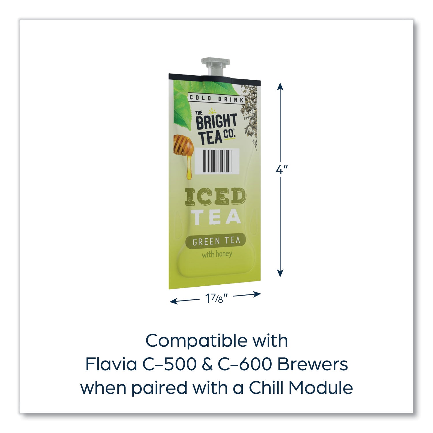 FLAVIA® The Bright Tea Co. Iced Green Tea with Honey Freshpack, 100/Carton
