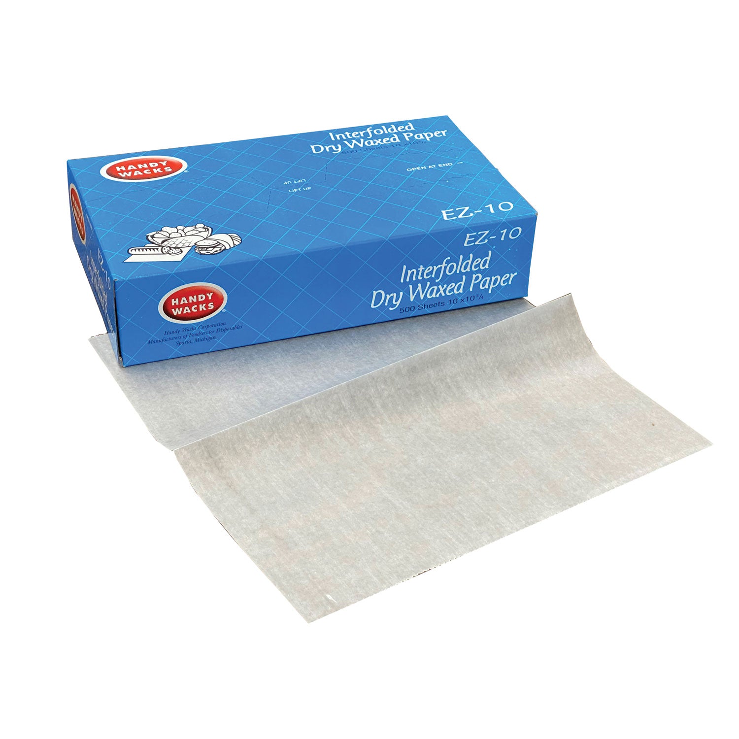 Handy Wacks© Interfolded Dry Waxed Paper Deli Sheets, 10.75 x 10, 500/Box, 12 Boxes/Carton