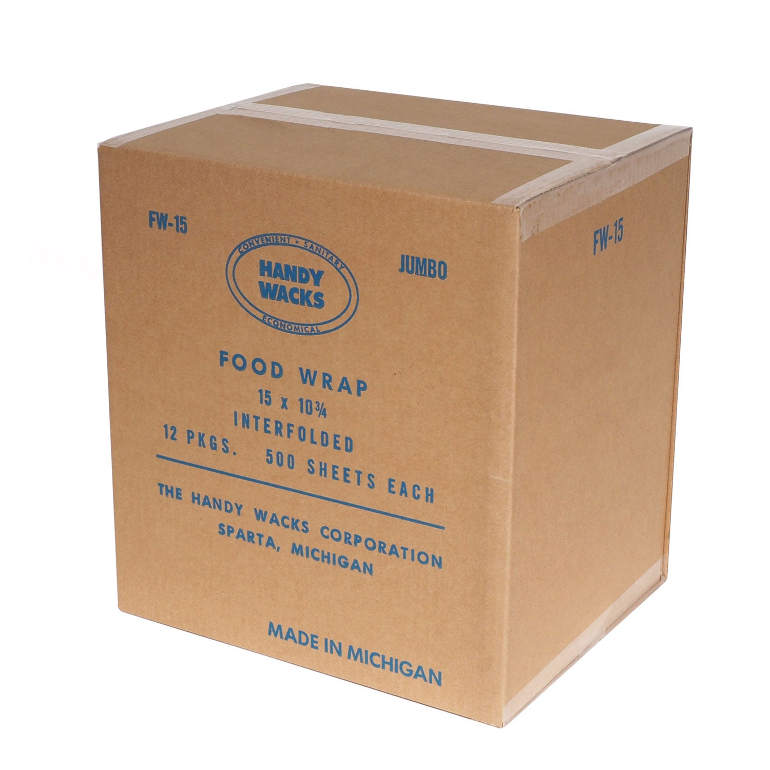 Handy Wacks© Interfolded Food Wrap Deli Sheets, 10.75 x 15, 500/Box, 12 Boxes/Carton