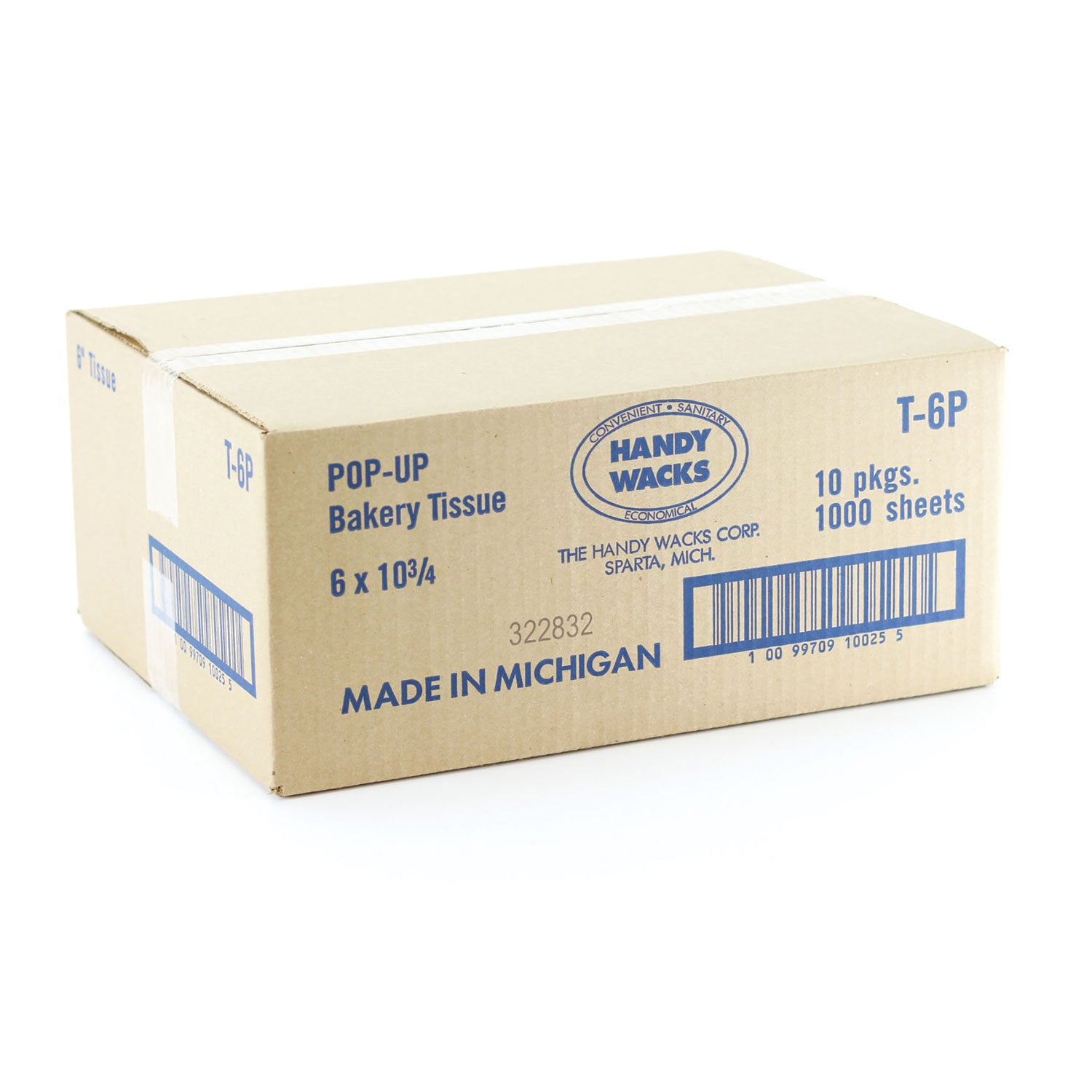 Handy Wacks© Bakery Pick-up Tissue Deli Sheets, 10.75 x 6, 1,000/Box, 10 Boxes/Carton