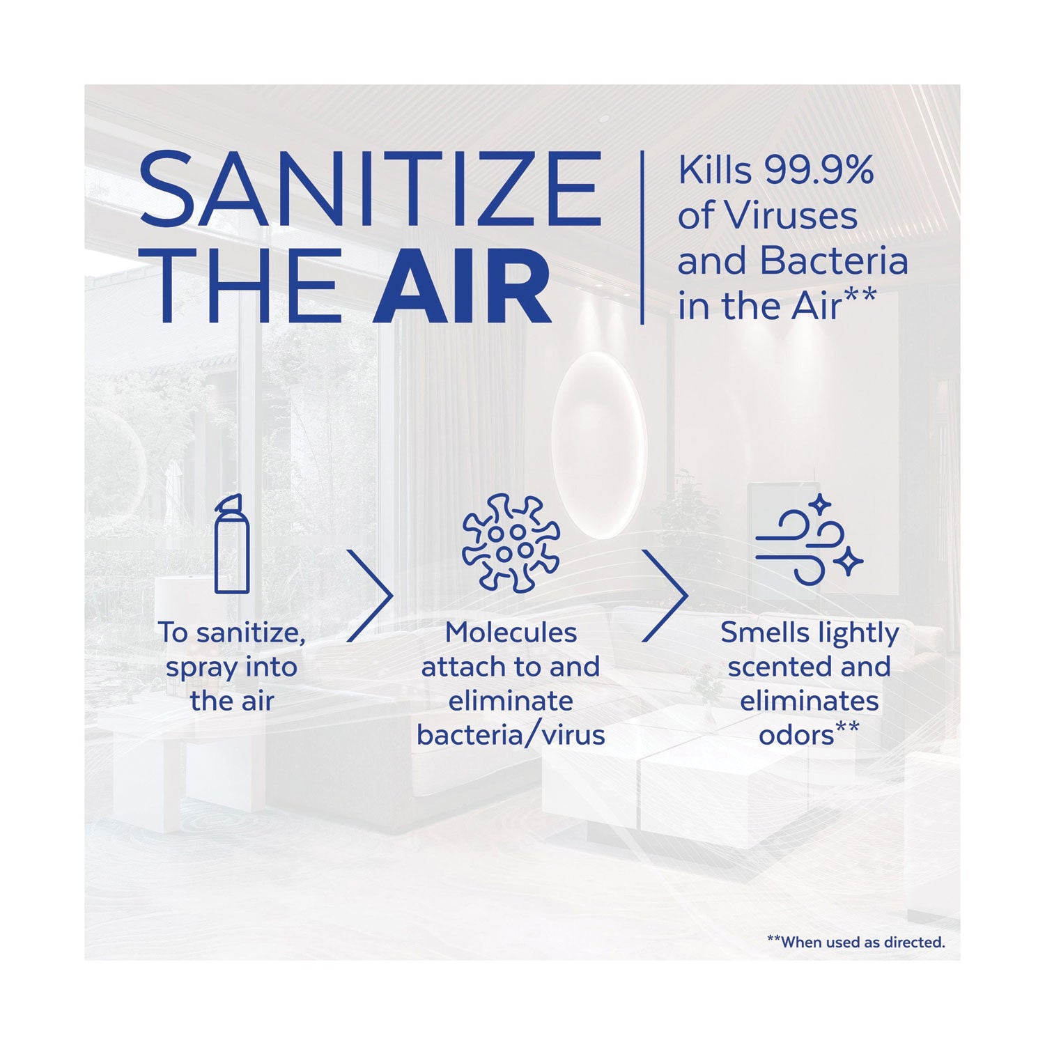 LYSOL® Brand Air Sanitizer Spray, White Linen, 10 oz Aerosol Spray, 6/Carton