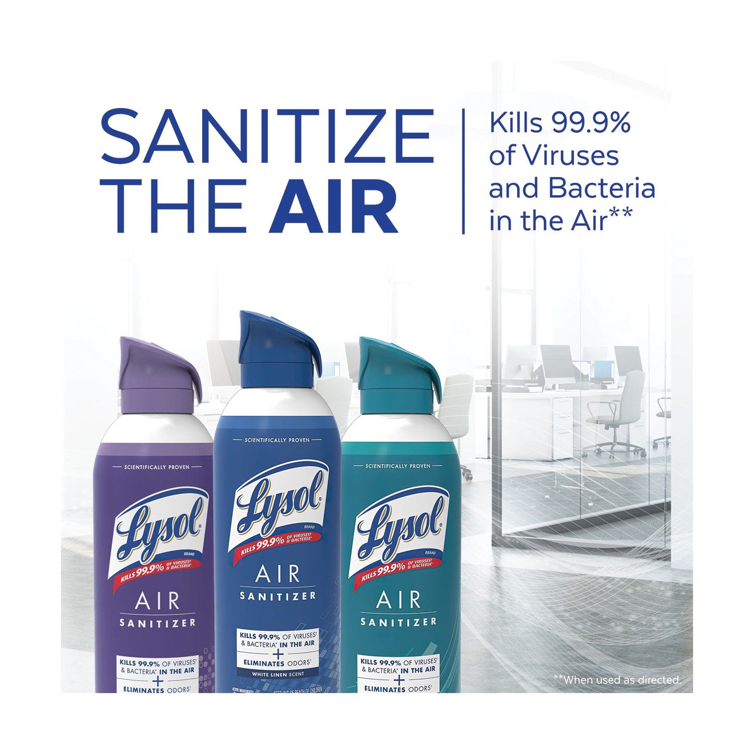 LYSOL® Brand Air Sanitizer Spray, Simple Fresh, 10 oz Aerosol Spray, 6/Carton