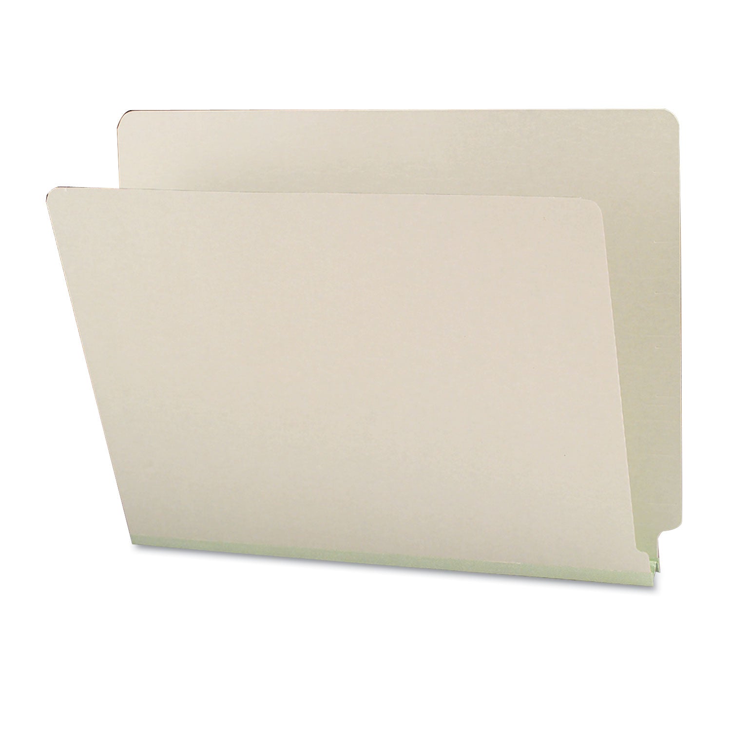 Smead Extra-Heavy Recycled Pressboard End Tab Folders, Straight Tabs, Letter Size, 1" Expansion, Gray-Green, 25/Box