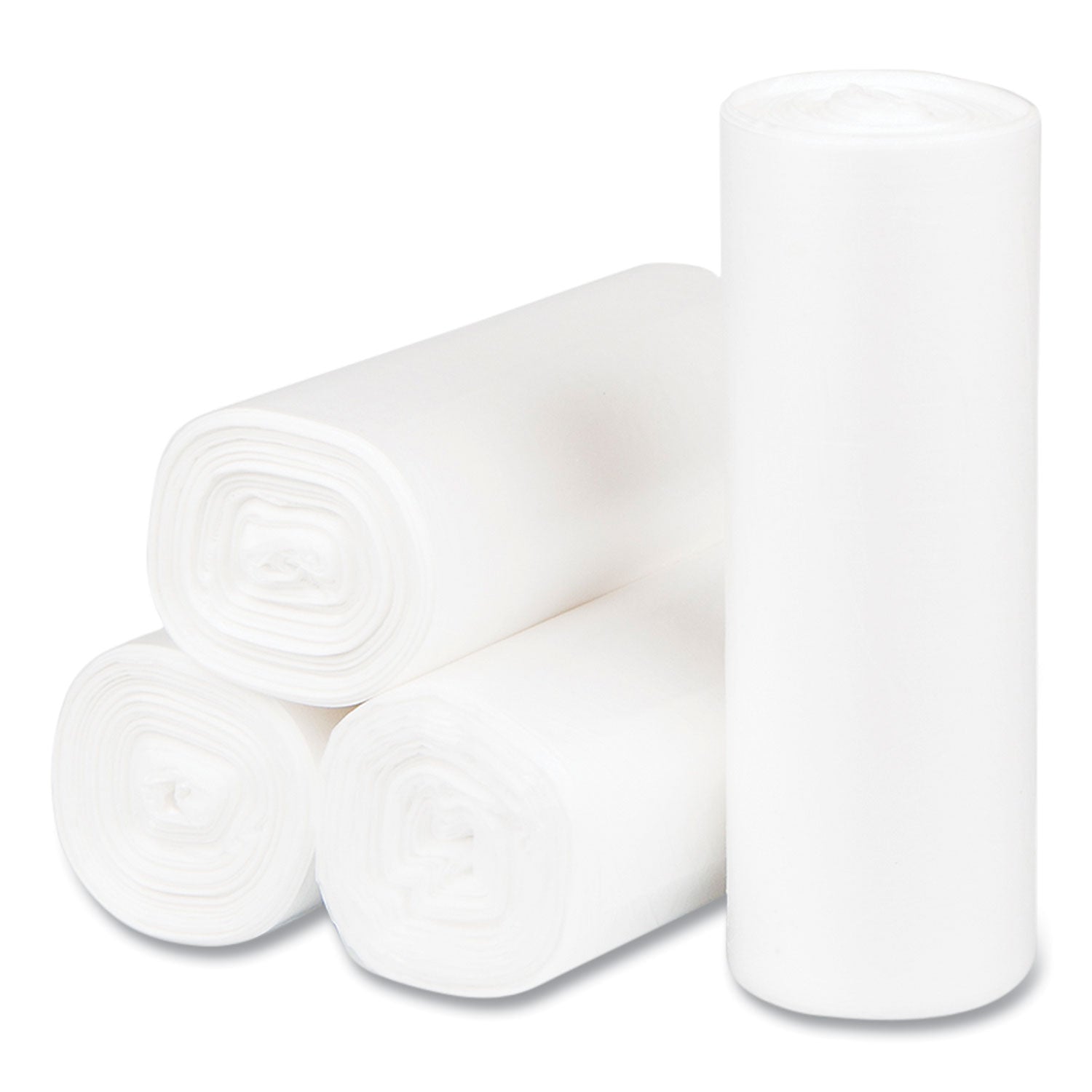 Inteplast Group High-Density Commercial Can Liners, 4 gal, 6 mic, 17" x 18", Clear, Perforated Roll, 50 Bags/Roll, 40 Rolls/Carton