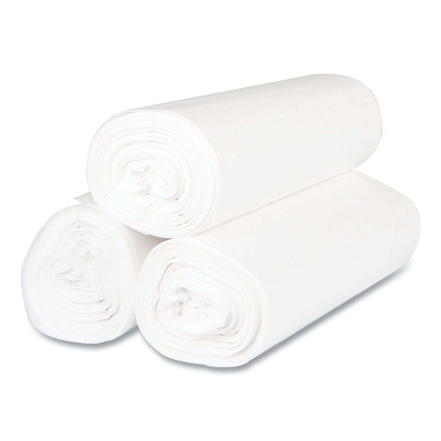 Inteplast Group High-Density Commercial Can Liners, 56 gal, 17 mic, 43" x 48", Clear, Interleaved Roll, 25 Bags/Roll, 8 Rolls/Carton