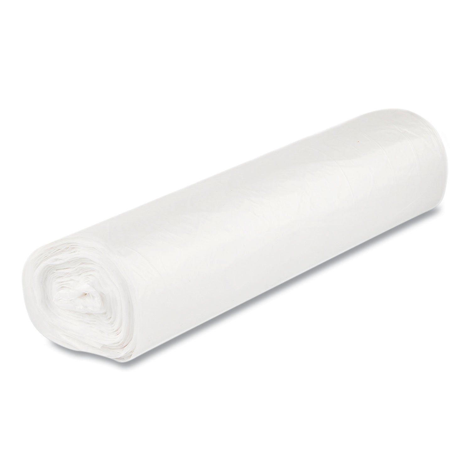 Inteplast Group High-Density Commercial Can Liners, 56 gal, 17 mic, 43" x 48", Clear, Interleaved Roll, 25 Bags/Roll, 8 Rolls/Carton
