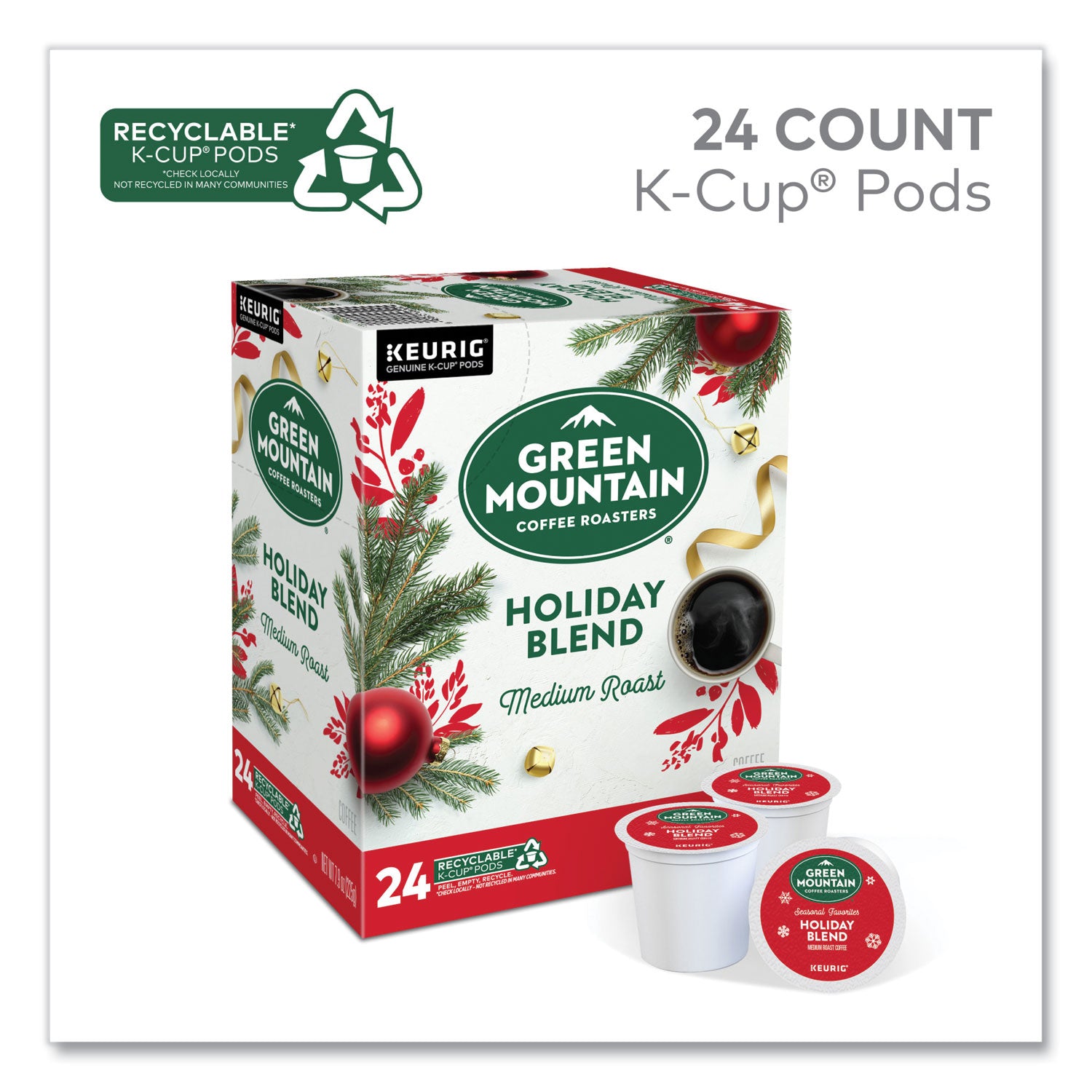 Green Mountain Coffee® Holiday Blend K-Cups, Medium Roast, 24/box
