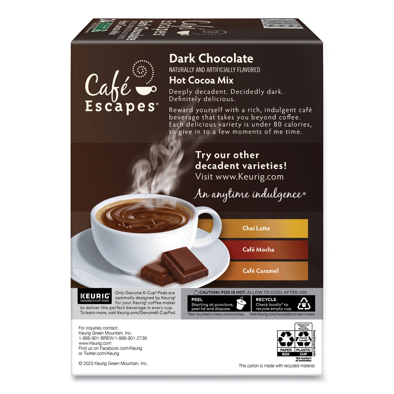 Café Escapes® Cafe Escapes Dark Chocolate Hot Cocoa K-Cups, 24/box