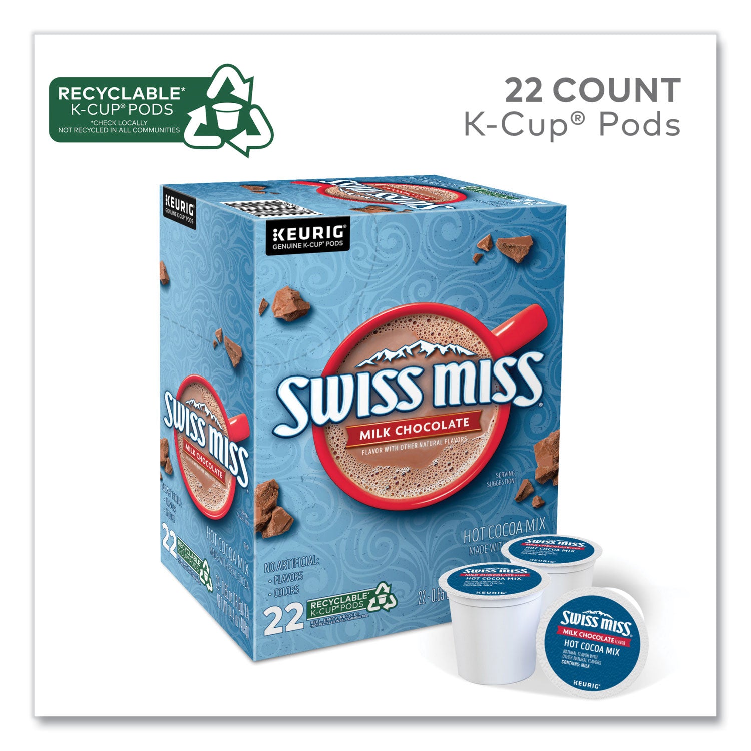 Swiss Miss® Milk Chocolate Hot Cocoa K-Cups, 22/box