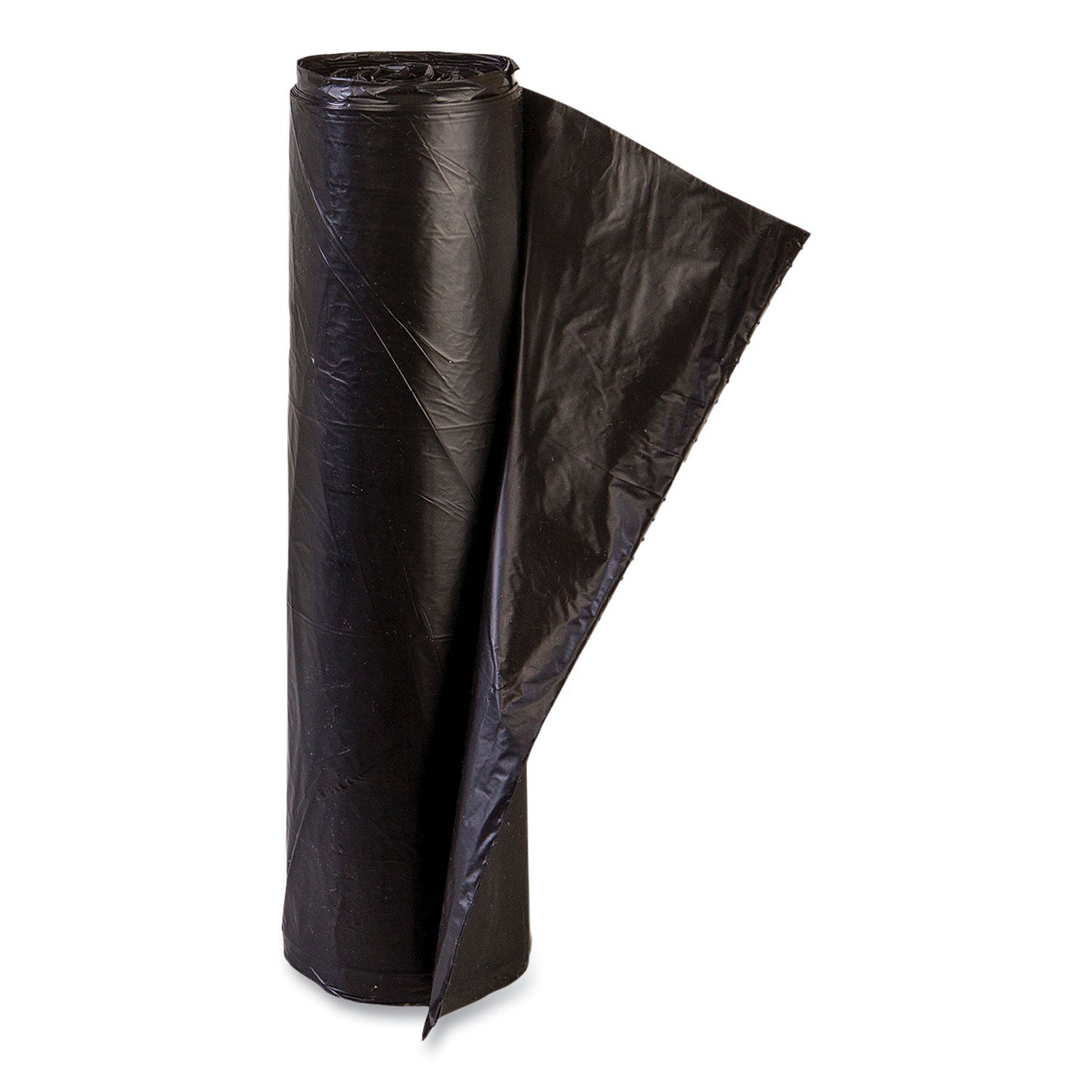 Inteplast Group High-Density Commercial Can Liners, 10 gal, 6 mic, 24" x 24", Black, Perforated Roll, 50 Bags/Roll, 20 Rolls/Carton