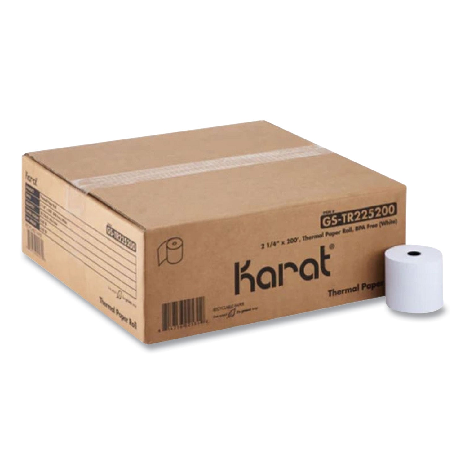 Karat® Thermal Paper Rolls, 2.25" x 200 ft, White, 50/Carton