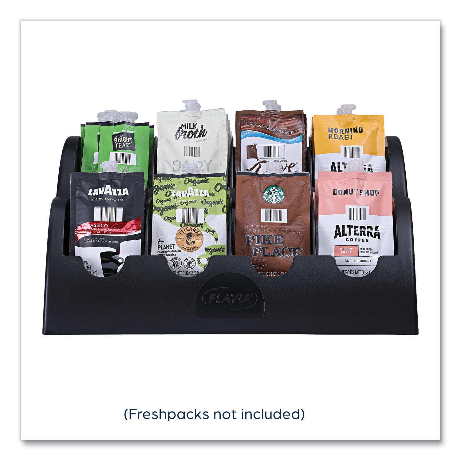 FLAVIA® Small Merchandiser, 8 Compartments, 13.6 x 13 x 4.4, Black