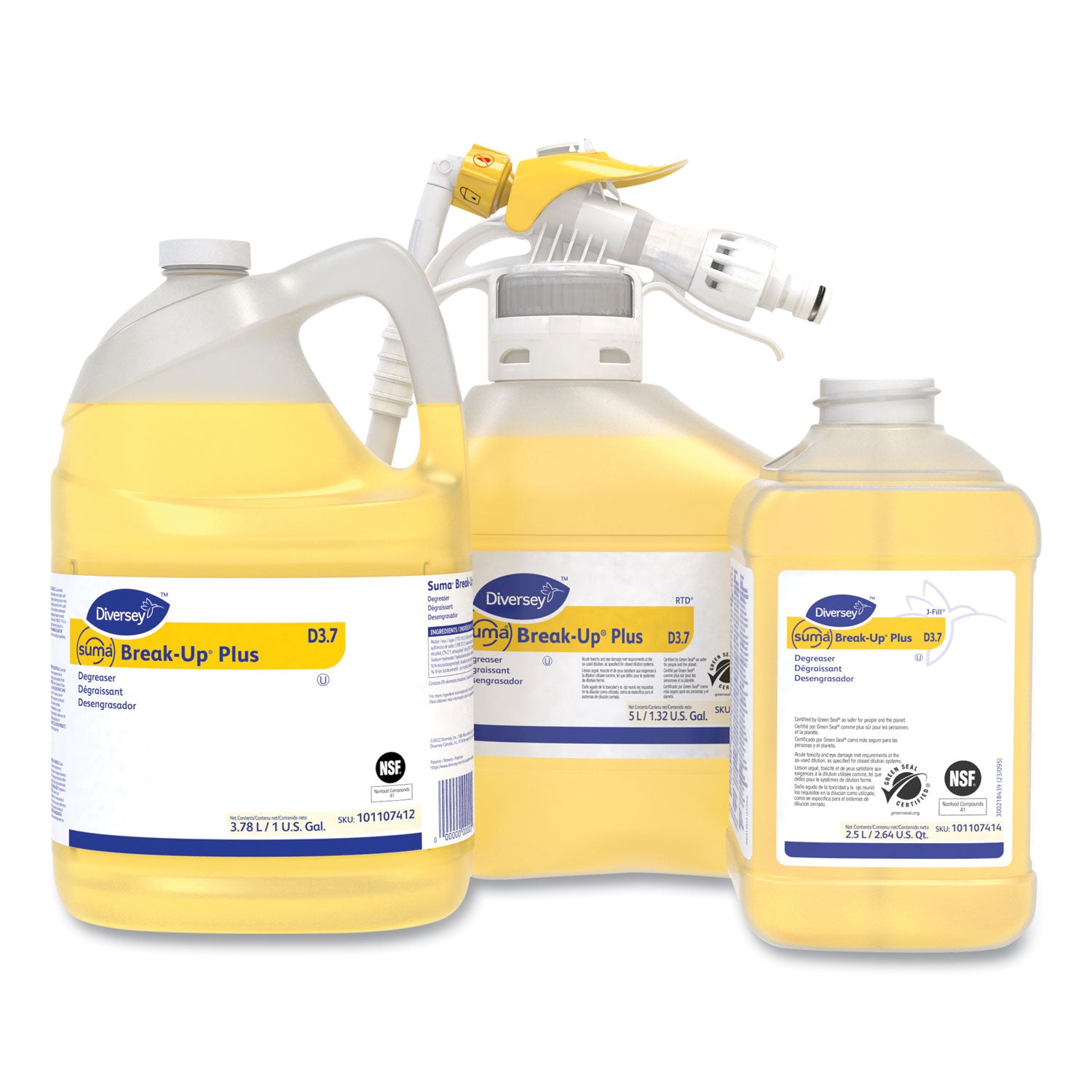 Diversey™ Suma Break-Up Plus Solvent Free Cleaner Degreaser, Surfactant Scent, 5 L Bottle