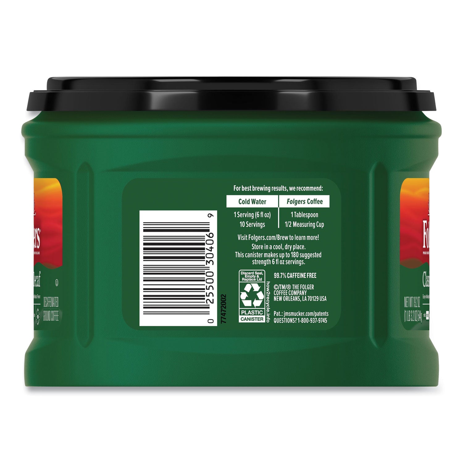 Folgers® Coffee, Classic Roast Decaffeinated, Ground, 19.2 oz Can