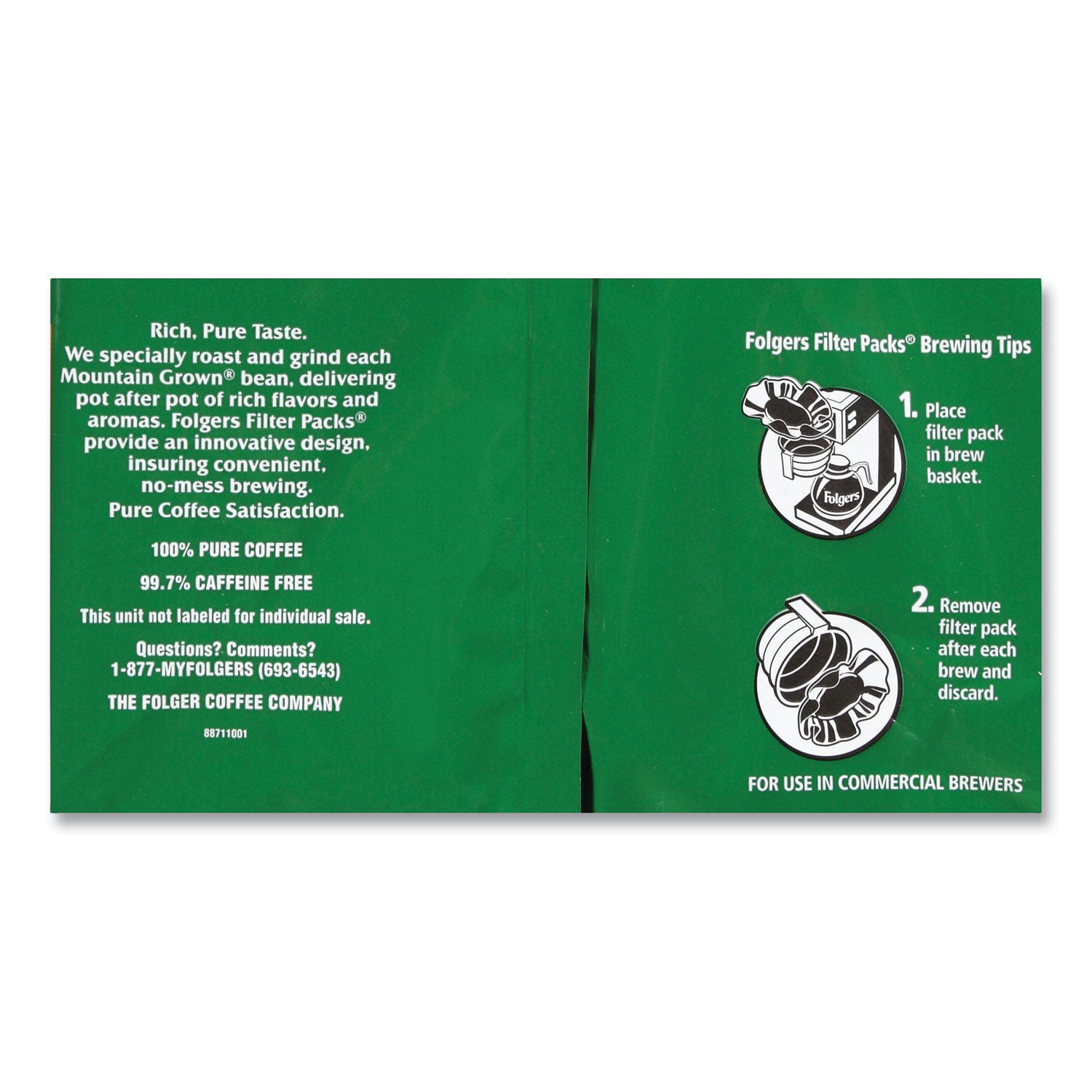 Folgers® Coffee Filter Packs, Decaffeinated Classic Roast, 9/10oz, 10/Pack, 4 Packs/Carton