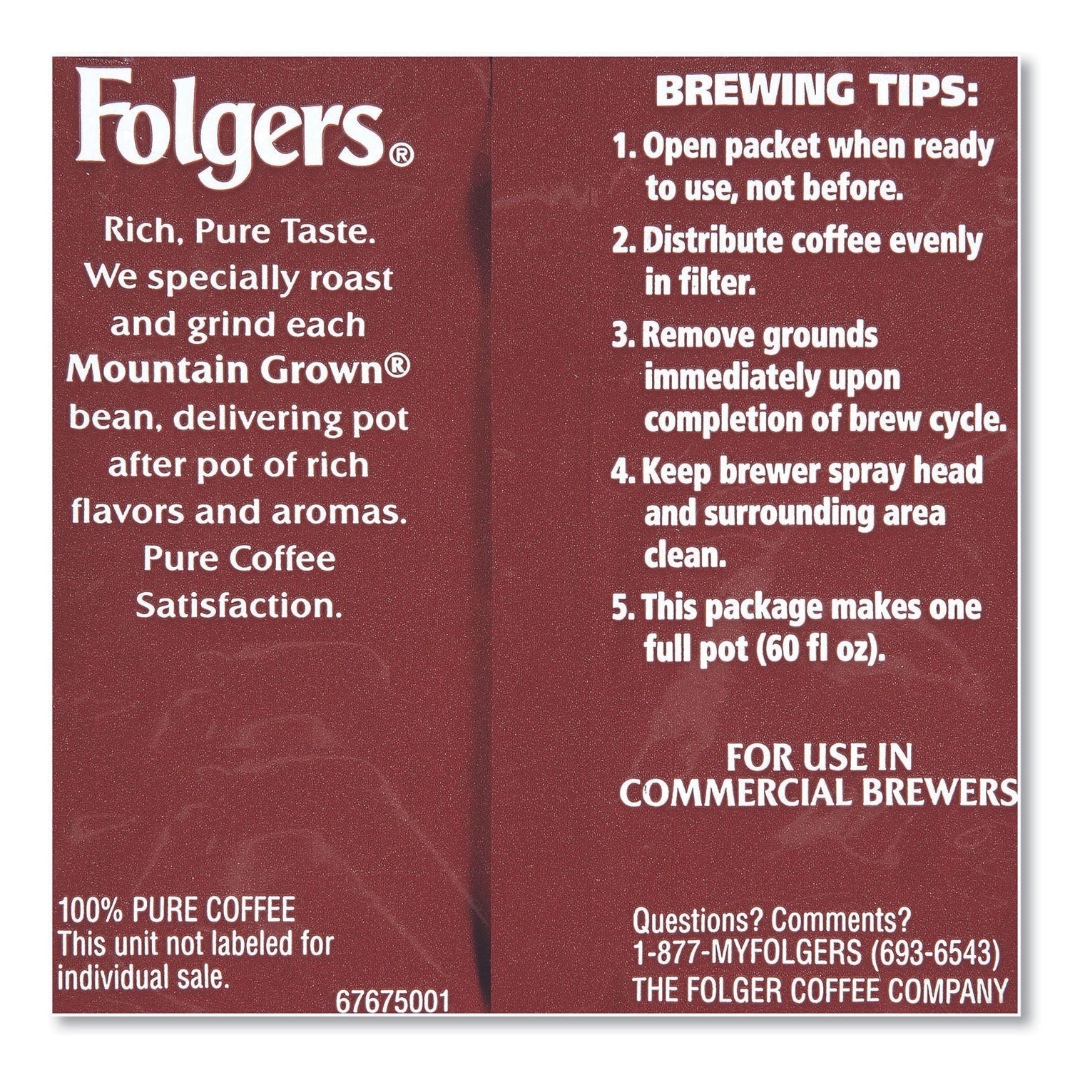 Folgers® Coffee, Fraction Pack, Gourmet Supreme, 1.75oz, 42/carton