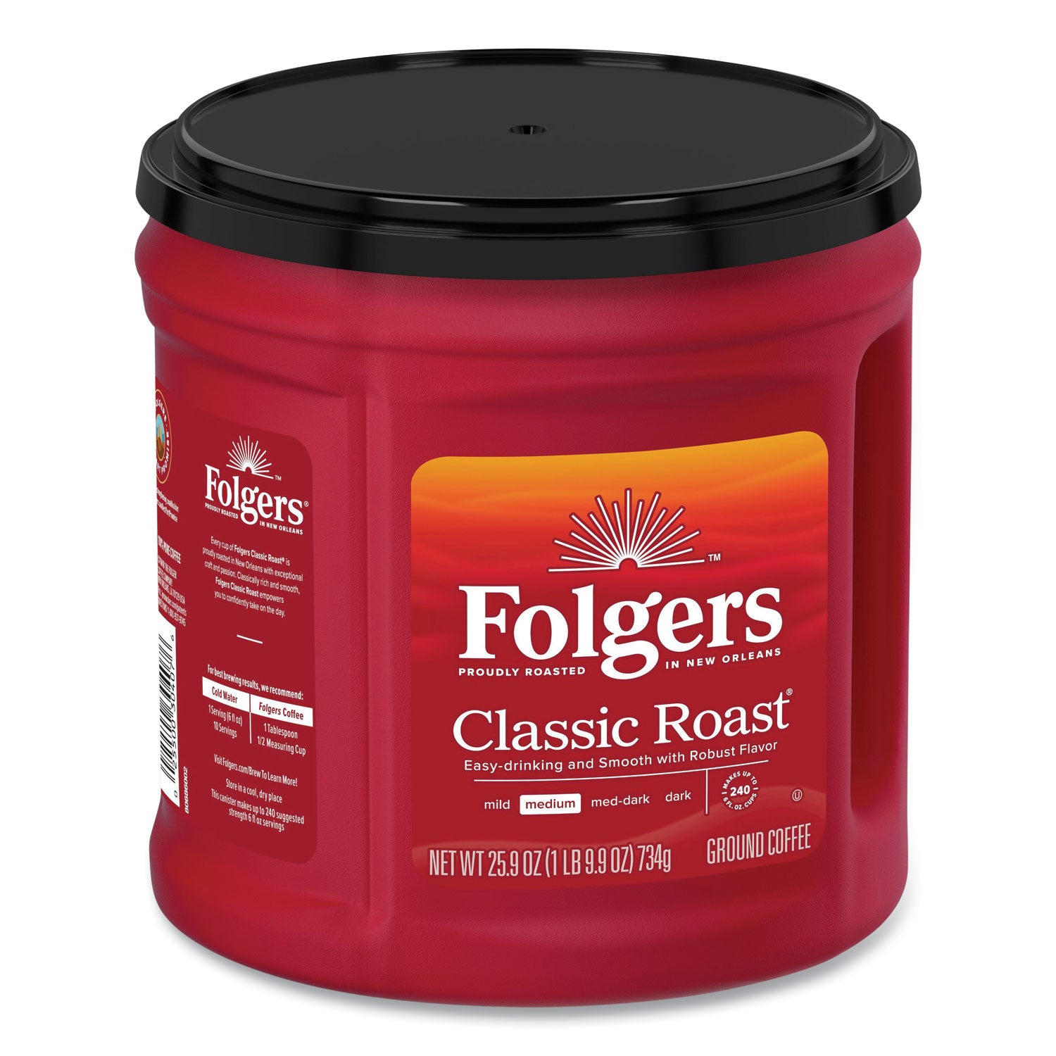 Folgers® Coffee, Classic Roast, Ground, 25.9 Oz Canister, 6/carton