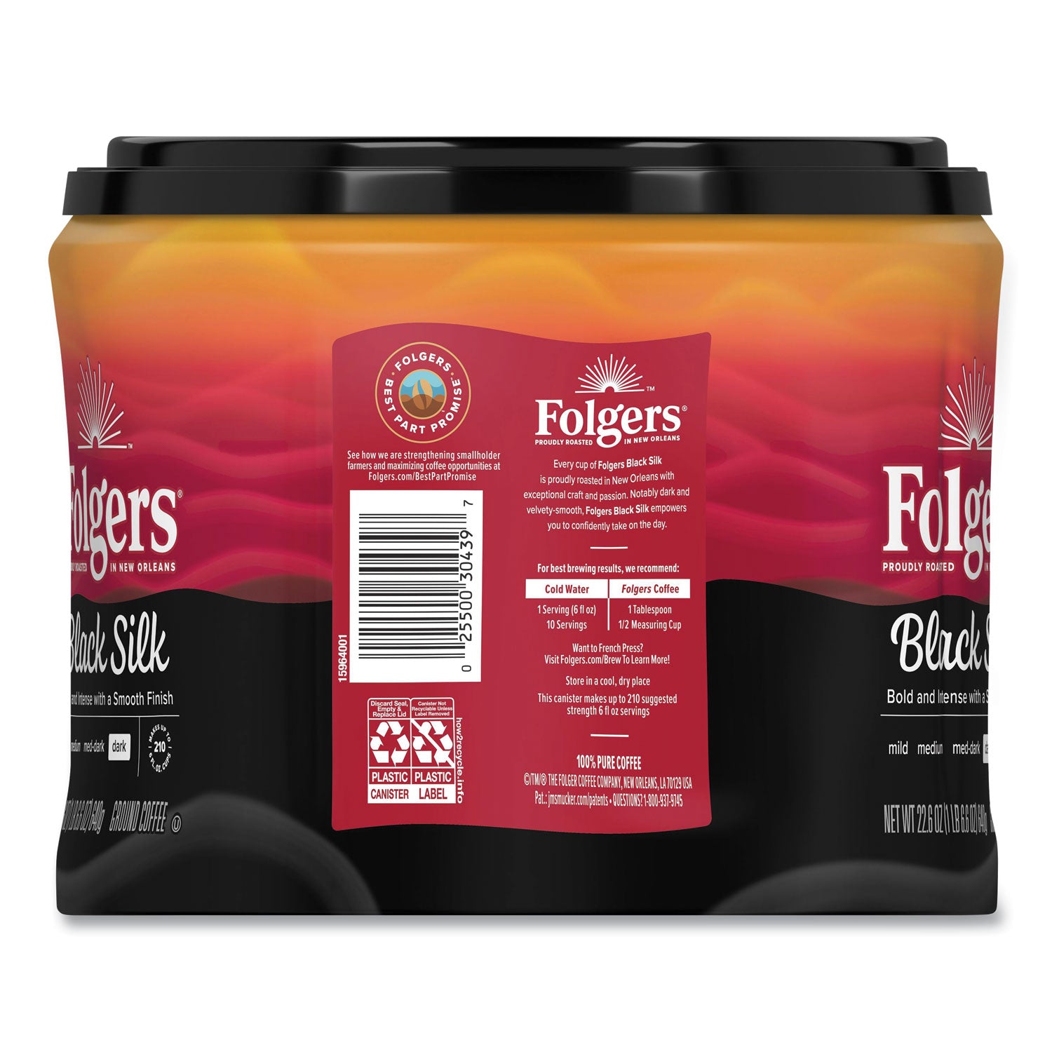 Folgers® Coffee, Black Silk, 22.6 Oz Canister