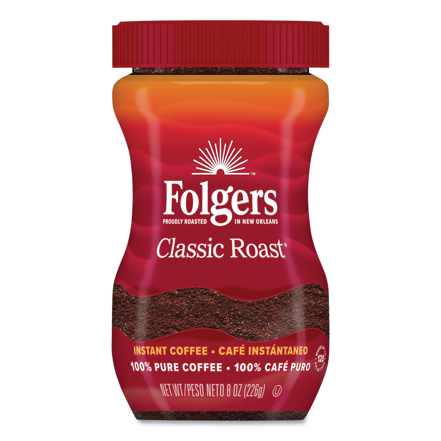 Folgers® Instant Coffee Crystals, Classic Roast, 8 Oz Jar, Medium