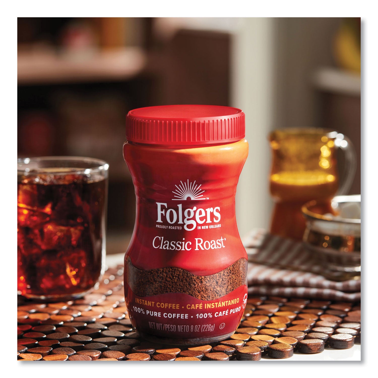 Folgers® Instant Coffee Crystals, Classic Roast, 8 Oz Jar, Medium
