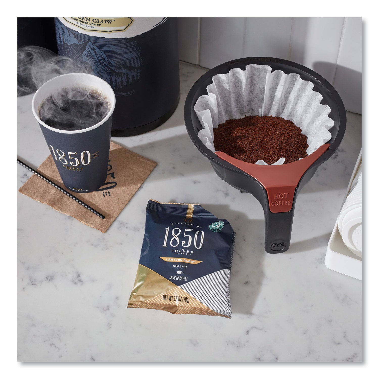 1850 Coffee Fraction Packs, Lantern Glow, Light Roast, 2.5 Oz Pack, 24 Packs/carton