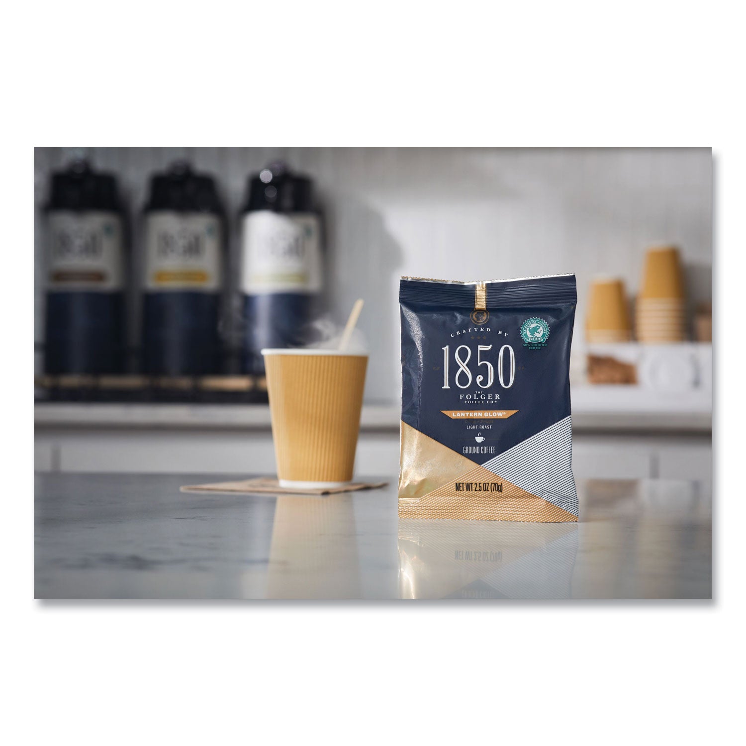 1850 Coffee Fraction Packs, Lantern Glow, Light Roast, 2.5 Oz Pack, 24 Packs/carton