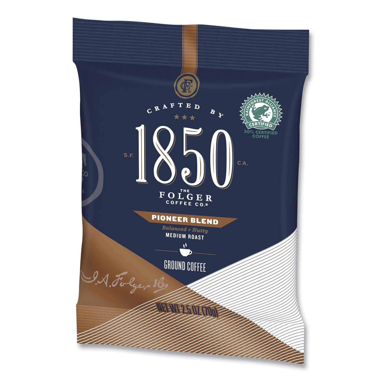 1850 Coffee Fraction Packs, Pioneer Blend, Medium Roast, 2.5 Oz Pack, 24 Packs/carton
