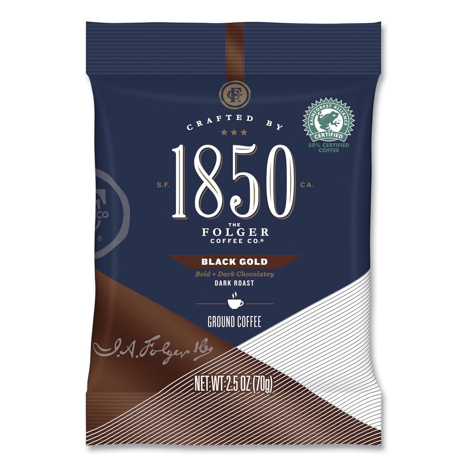 1850 Coffee Fraction Packs, Black Gold, Dark Roast, 2.5 Oz Pack, 24 Packs/carton