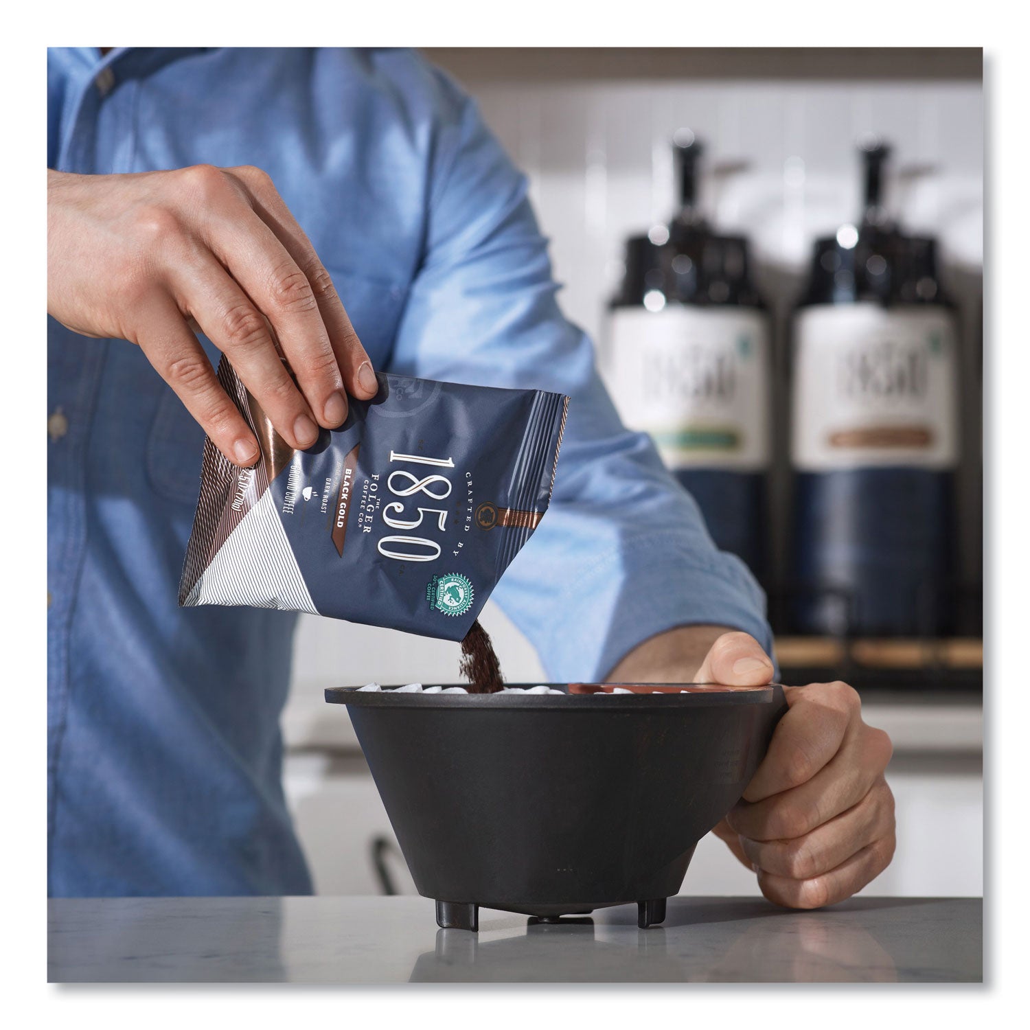 1850 Coffee Fraction Packs, Black Gold, Dark Roast, 2.5 Oz Pack, 24 Packs/carton