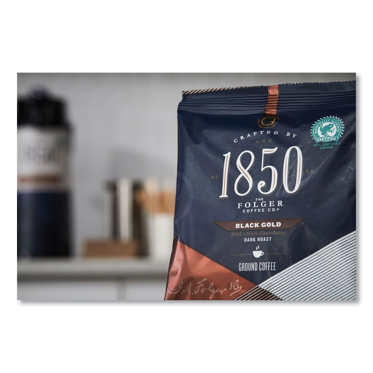 1850 Coffee Fraction Packs, Black Gold, Dark Roast, 2.5 Oz Pack, 24 Packs/carton