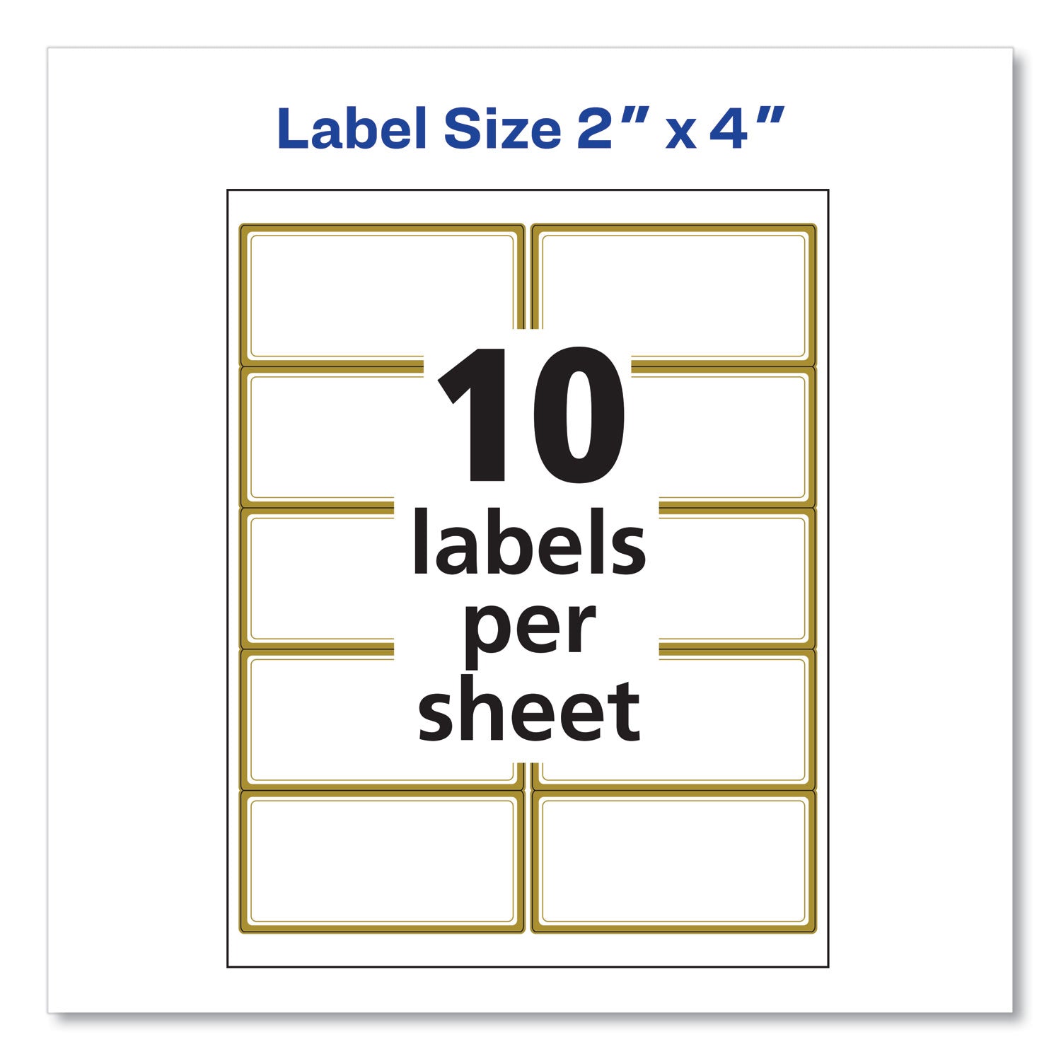 Avery® White Easy Peel Mailing Labels with Metallic Border, Inkjet/Laser Printers, 2 x 4, White, 10/Sheet, 10 Sheets/Pack