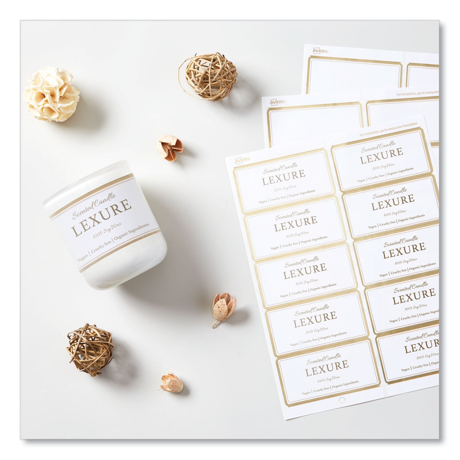 White Easy Peel Mailing Labels with Metallic Border, Inkjet/Laser Printers, 2 x 4, White, 10/Sheet, 10 Sheets/Pack