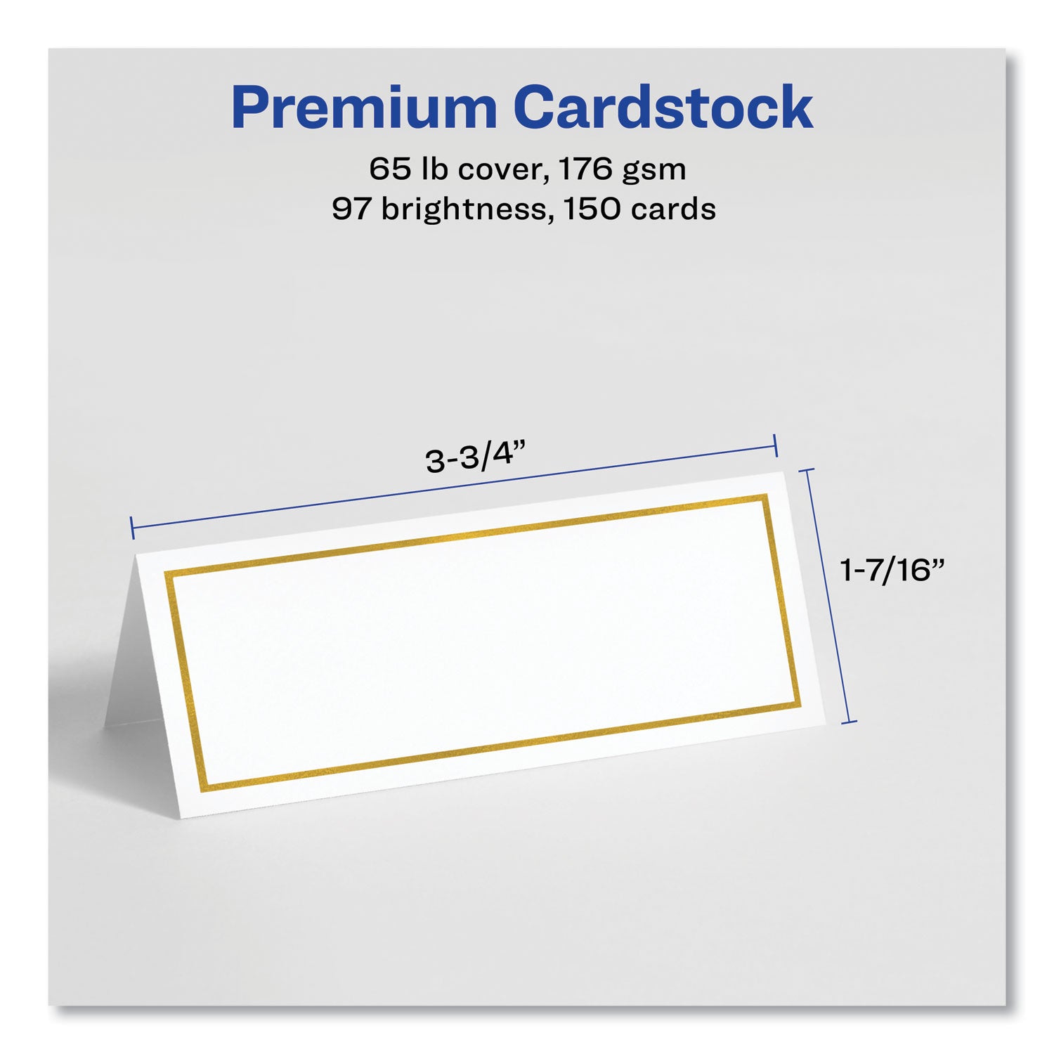 Avery® Tent Cards, White/Gold, 3.75" x 1.44", 6 Cards/Sheet, 25 Sheets/Pack