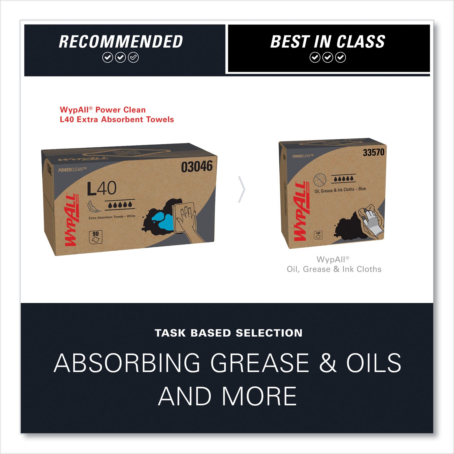 WypAll® L40 Towels, POP-UP Box, 10.8 x 10, White, 90/Box, 9 Boxes/Carton