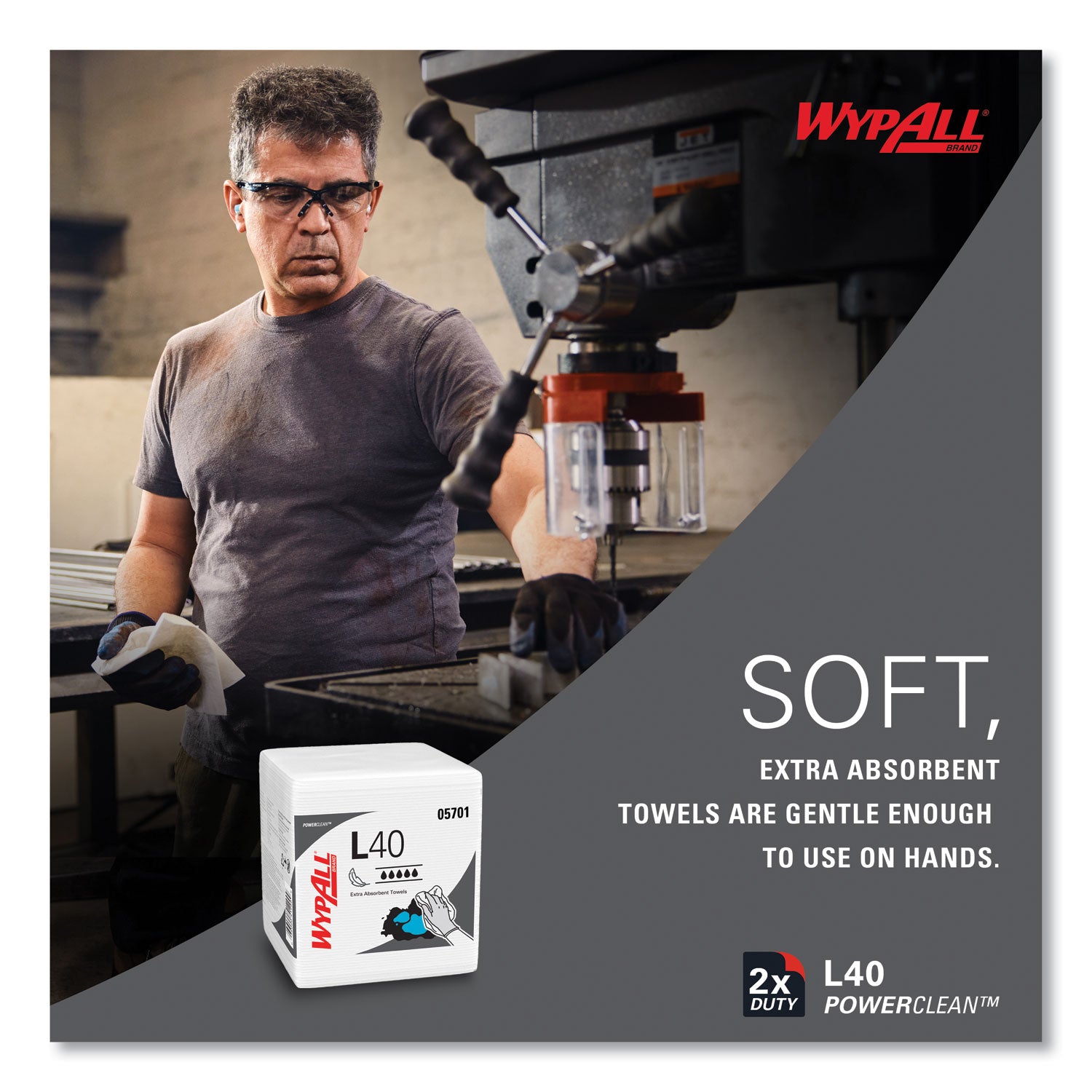 WypAll® L40 Towels, 1/4 Fold, 12.5 x 12, White, 56/Box, 18 Packs/Carton