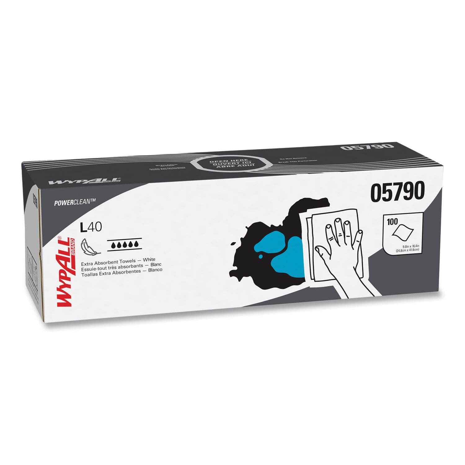 WypAll® L40 Towels, POP-UP Box, 16.4 x 9.8, White, 100/Box, 9 Boxes/Carton