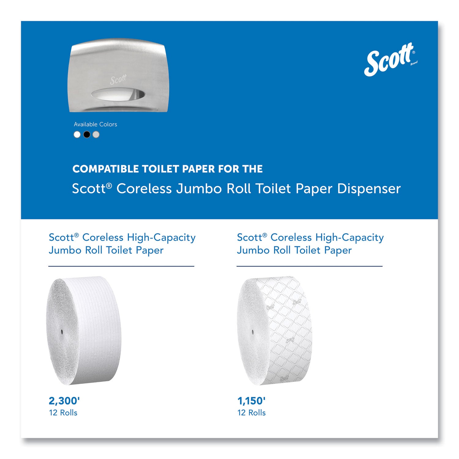 Scott® Pro Coreless Jumbo Roll Tissue Dispenser, EZ Load, 14.38 x 6 x 9.75, Stainless Steel