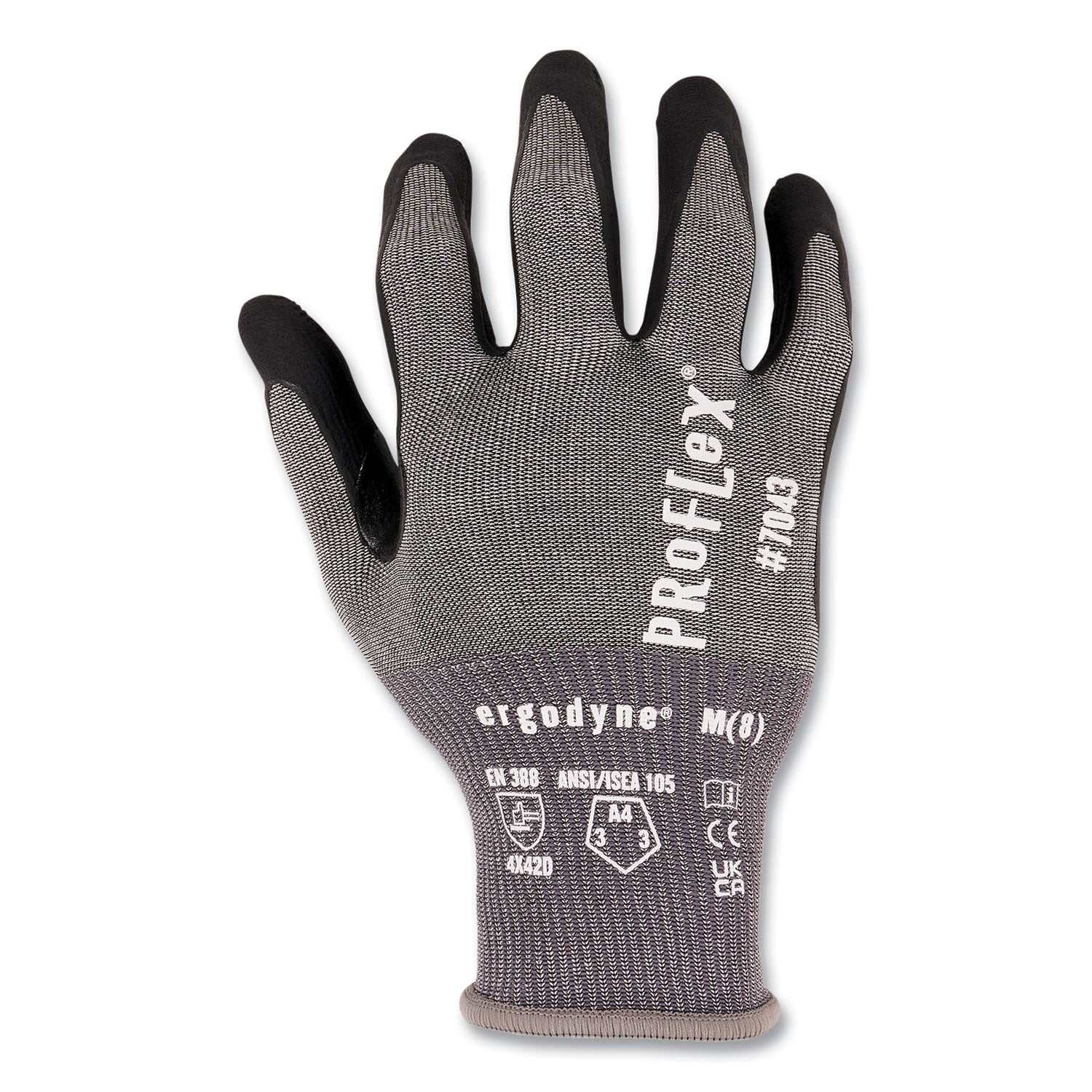 ergodyne® ProFlex 7043 ANSI A4 Nitrile Coated CR Gloves, Gray, Large, 12 Pairs