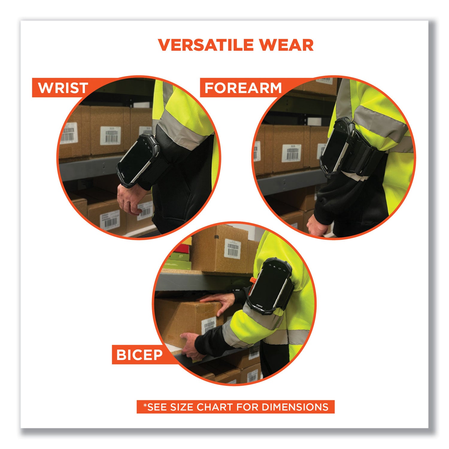 ergodyne® Squids 5545 Arm and Wrist Scanner Mount, Medium, 7 x 8.5 x 1.5, Elastic, Black